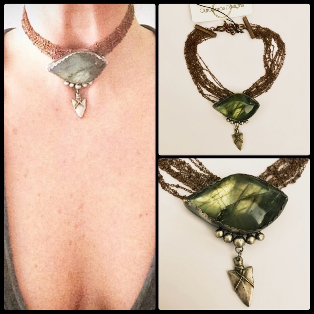 Ouroboros Designs Prairie choker labradorite center gemstone